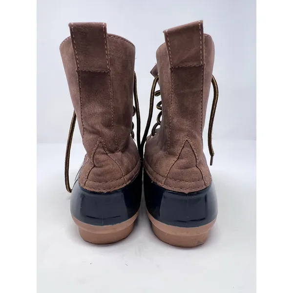 Green Forest Women's Rain Boots‎ Navy Brown Flannel Lining Size 7 - Image 4