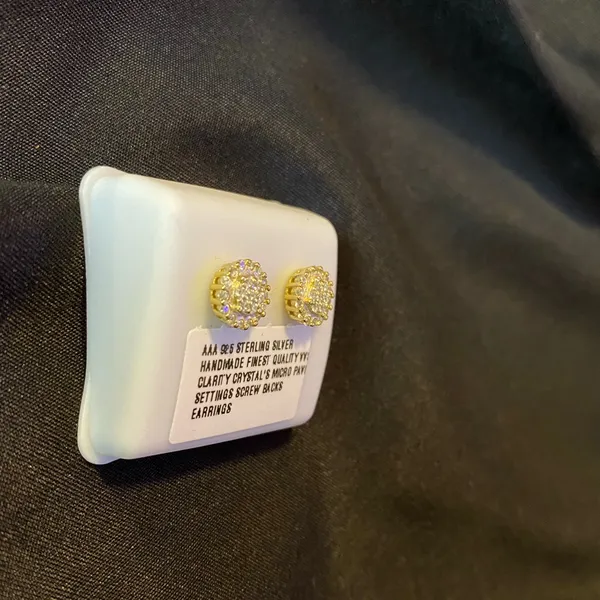 925 Sterling silver CZ earrings Screw backs - Image 6