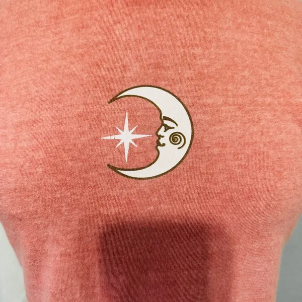 Tree Hugger Nation Moon Star Graphic‎ Cropped T Shirt Coral Pink Boho Size S - Image 4