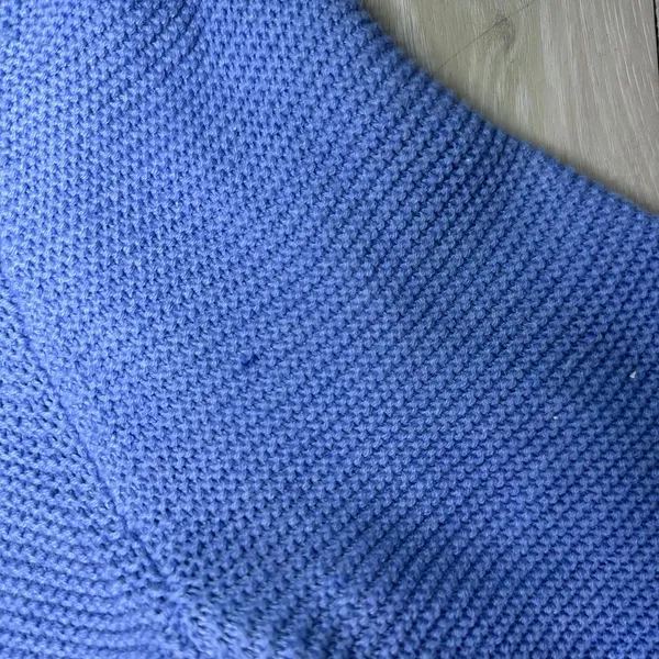 J crew factory light blue chunky crewneck cotton‎ knit sweater size large - Image 8