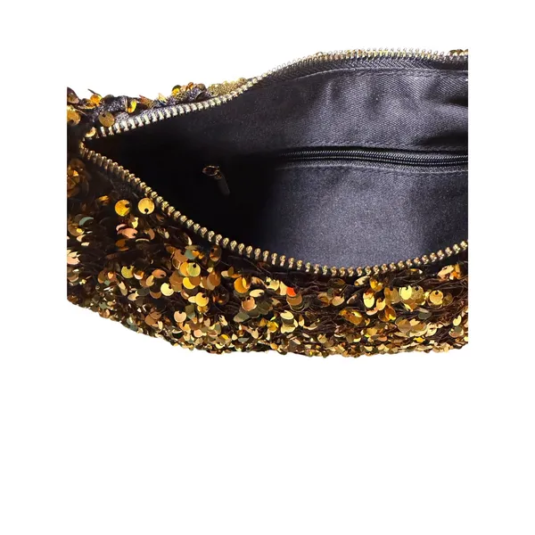Anthropologie Gold Sequin Crescent Bag NEW - Image 6