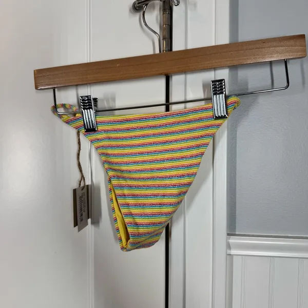 FREE PEOPLE X TOAST‎ Stitch Rainbow Ribbed Bikini Bottom Size XS - Image 6