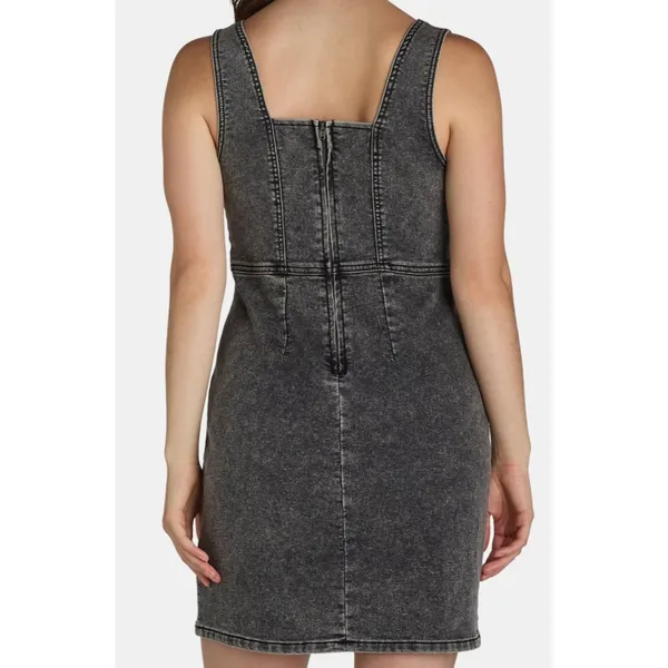 No Boundaries Womens Denim Dress Size M (8-10) Grey Wash Square Neck Pinafore - Image 6