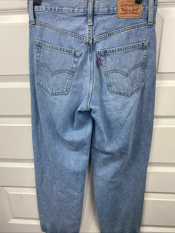 Levis '94 Baggy Wide Leg BarrelJeans Womens 26 Blue Medium Wash Denim - Image 2