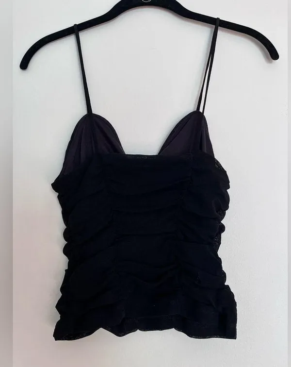 URBAN OUTFITTERS Ruched Sexy Black Tank Top. Women’s Size Medium. Like New! - Image 3