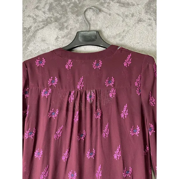 Sundance World Vision Embroidered 3/4 Sleeve Shift Tunic Dress Plum Boho XS - Image 4