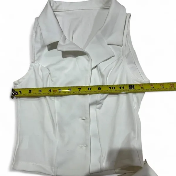 Source Unknown White Two-Piece Vest and Pleated Skirt Set - Image 5