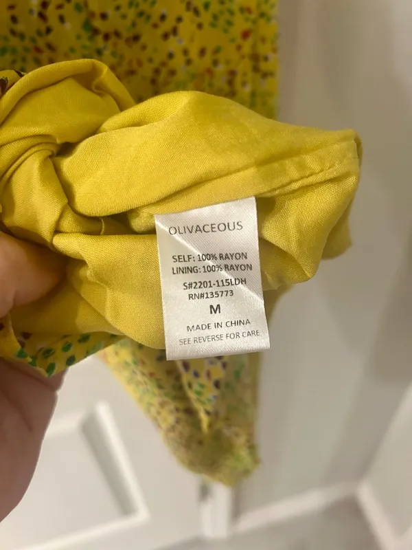Olivaceous Yellow Multicolor Speckled Tie-Detail Dress Size Medium - Image 6