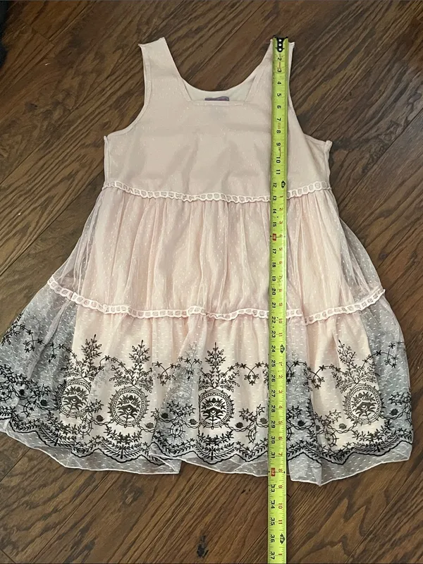 Ultra Pink Blush Stretch Sleeveless Tiered Mini Dress with Black Embroidered Hem - Image 13