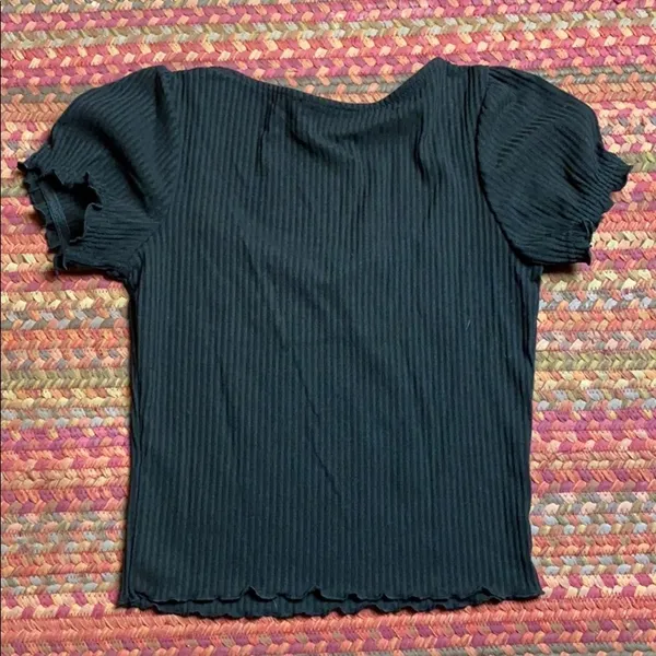 Iris BLACK RIBBED BASIC TOP - Image 3
