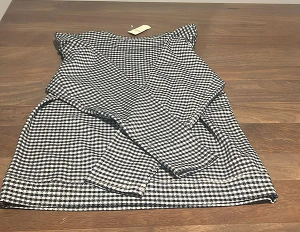 Anthropologie Blue and White Gingham Long Sleeve Top Sz M NWT - Image 6