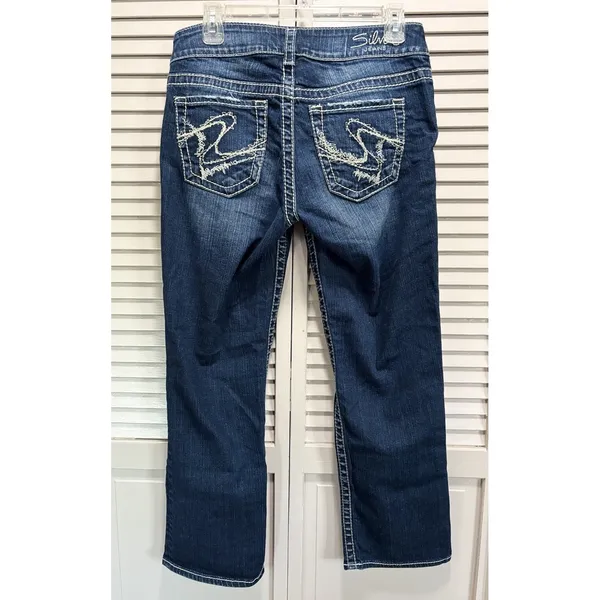 Silver Jeans Suki Capri Low Rise Straight Dark‎ Stitching Size 29 Embroidery - Image 3