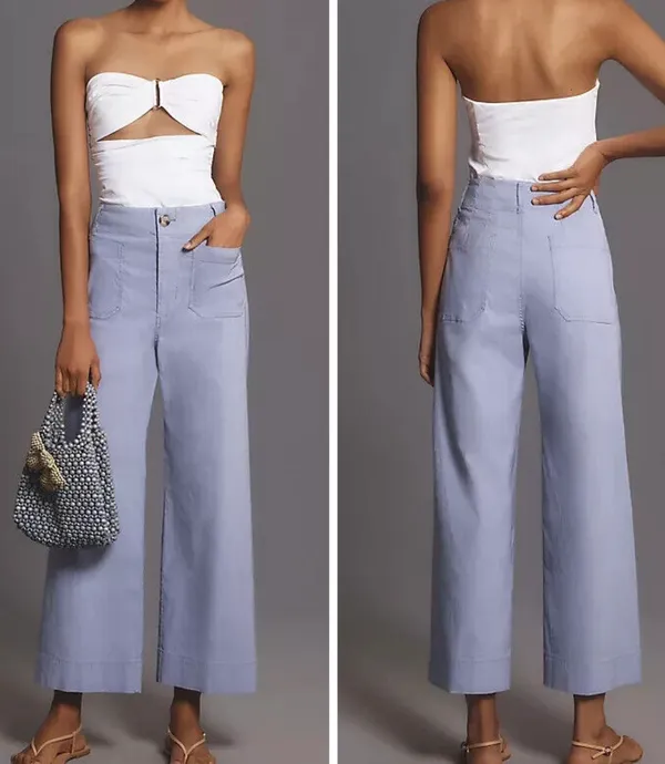 Anthropologie Maeve The Colette Cropped Wide-Leg Pants, Size 33Tall - Image 2