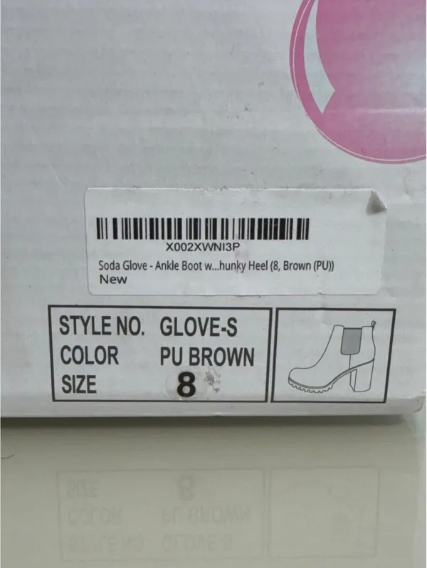 Soda Glove-S Brown Chelsea Ankle Boots Lug Sole Chunky Heel Size 8 New In Box - Image 9