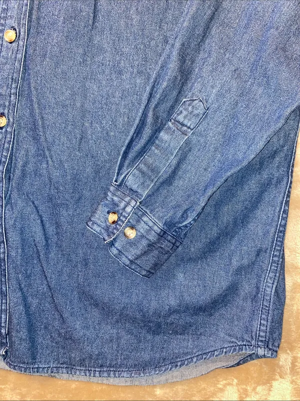 Vintage Cabin Creek Blue Denim Button-Down Shirt with Cat Embroidery - Image 6
