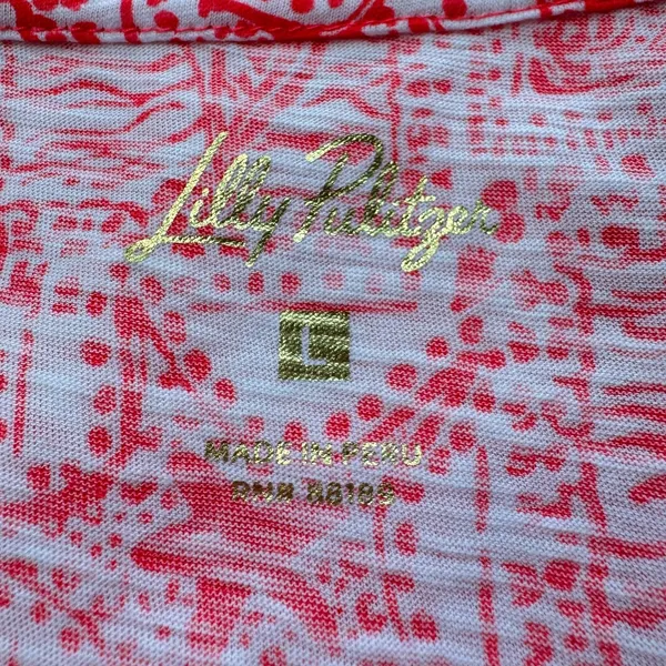 Lilly Pulitzer Etta Top L Orange White Seaside Harbor Coastal Preppy Summer FLAW - Image 3