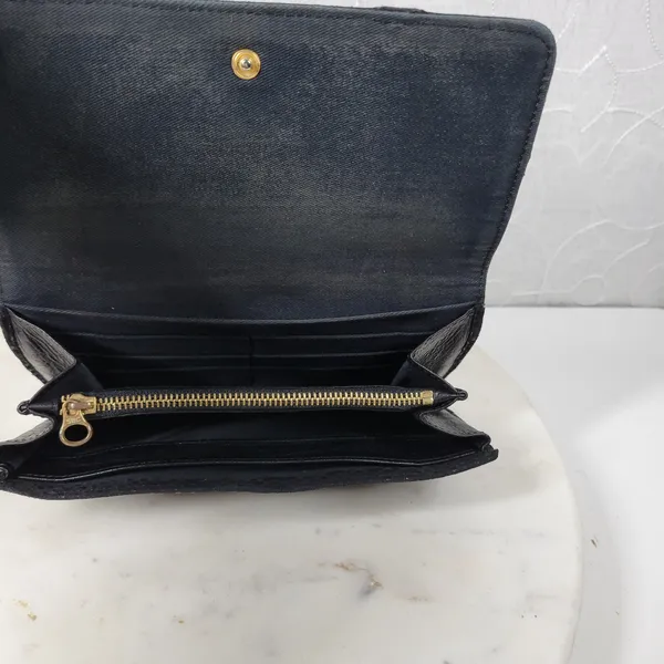 See By Chloe Checkbook Wallet 7.25" Black Soft Embossed Leather Bi-Fold Clutch - Image 14