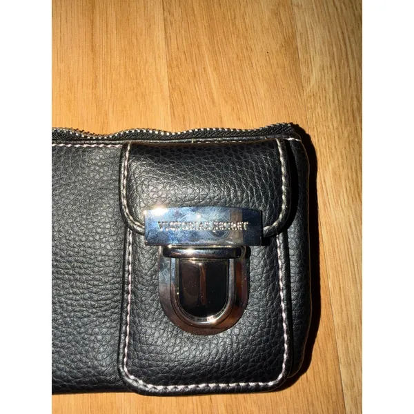 Victoria's Secret Black Pink Wristlet Wallet Y2K Buckle Pocket Zip Pouch. - Image 2