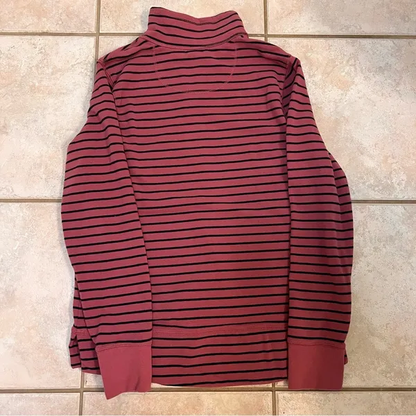 LL Bean Pink Striped 1/4 Zip Pullover Sz S Regular - Image 5