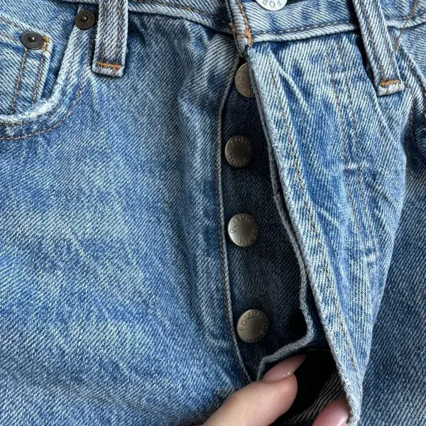 Aritzia Denim Forum The Joni Loose Short Denim Short Size 27 Blue Button Fly - Image 2