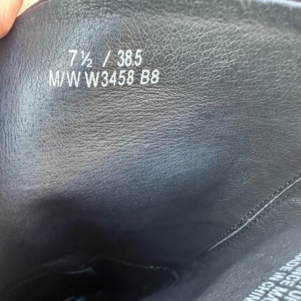 Black Leather Tall Wide Calf Riding Boots Low Block Heel Size 7.5 38.5 W3458 - Image 4