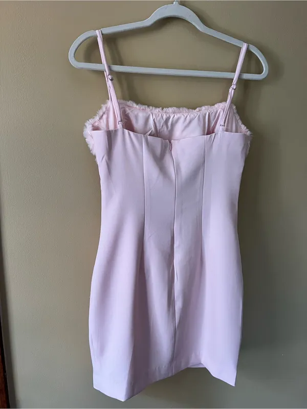 naked wardrobe Pink Faux Fur Bandeau Cutout Mini Dress - Image 8