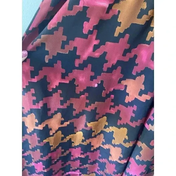 LAVENDER BROWN Orange Pink Burgundy Fall Houndstooth Maxi‎ Dress Size S Small - Image 7