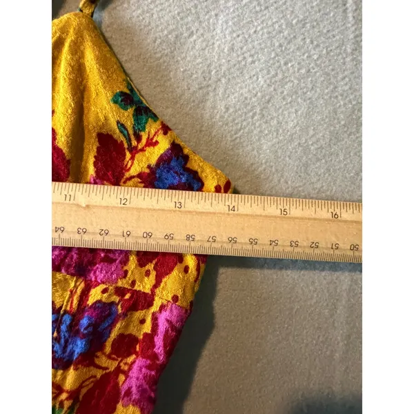 Free People Mini Dress Floral Boho XS Yellow Strappy Sun Dress Festival Summer - Image 12