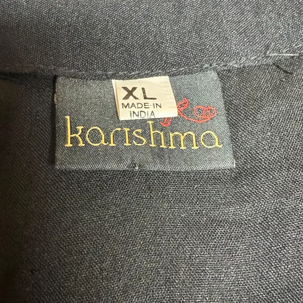 Karishma Maxi Length Overlay Crystal Buttons Sheer 3/4 Sleeves Black XL - Image 8