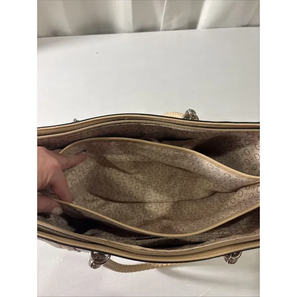 Guess Handbag Purse‎ Satchel Beige Tan 1981 Rope Handle Design Classic - Image 7