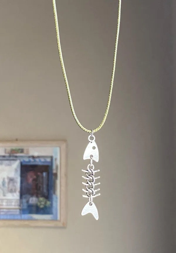 Handmade fish bone boho funky simple necklace🌀🐟💙 - Image 2