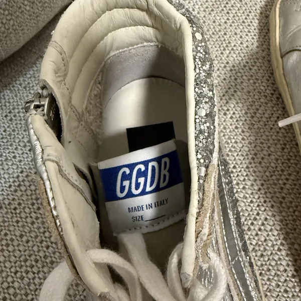 Golden Goose Slide with‎ Laminated Leather Upper and Silver Glitter Size 36 - Image 10