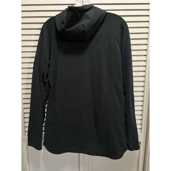 Nike Active Athletic Top Black Long Sleeve Logo Hood Thumb Holes Sz See Measures - Image 4