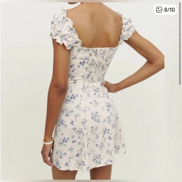 Reformation pacey blue white floral dress size 6 - Image 2
