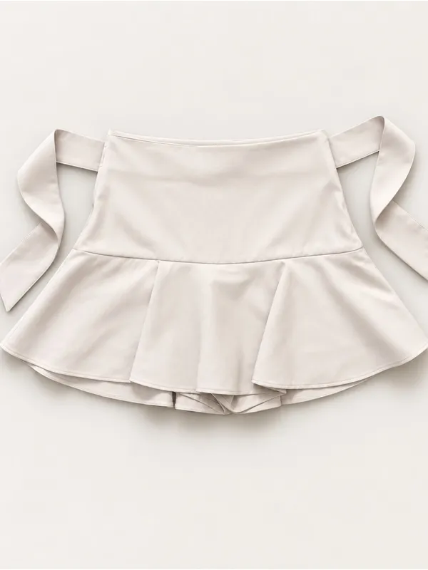 Zara Light Beige Tie-Waist Circle Skirt - Image 3