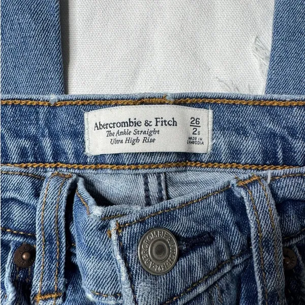 Abercrombie Jeans Ankle Straight Ultra High Rise Distressed Denim 26 2S - Image 8