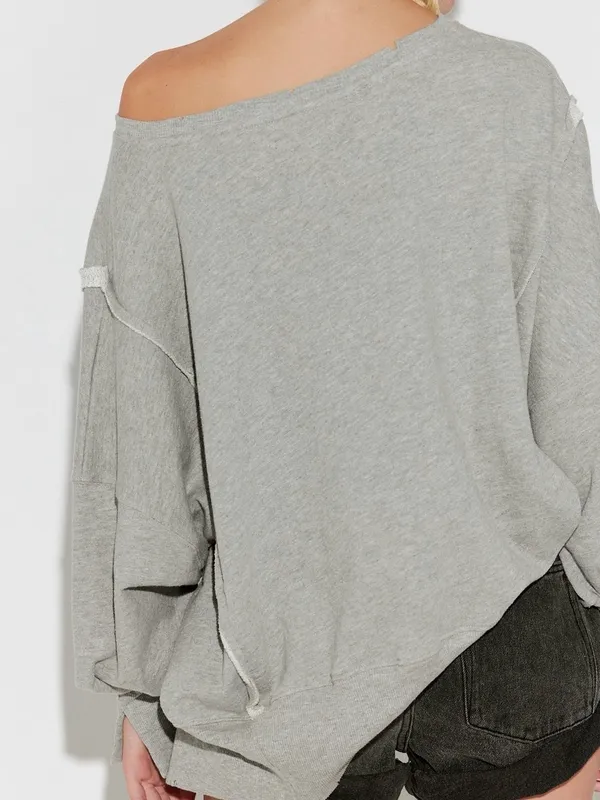 Free People We The Free Camden Sweatshirt in Sand Heather Grey - Image 3