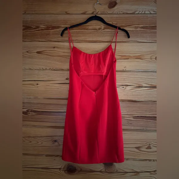 Hello Molly Red Bodycon Crepe Dress | Size M | Adjustable Straps - Image 2