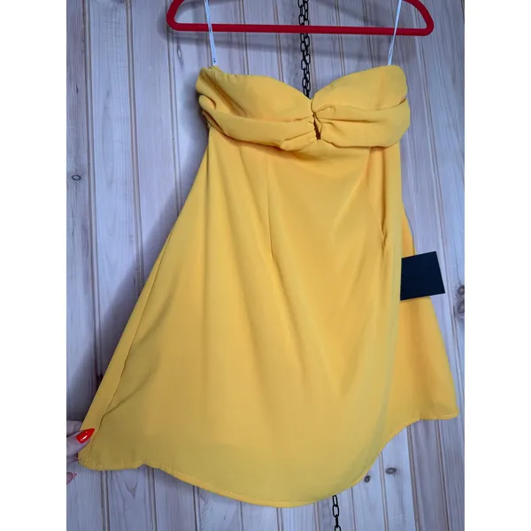 NWT Lulus Gillian Yellow Pleated Strapless Mini Dress Party Cocktail Size M - Image 2