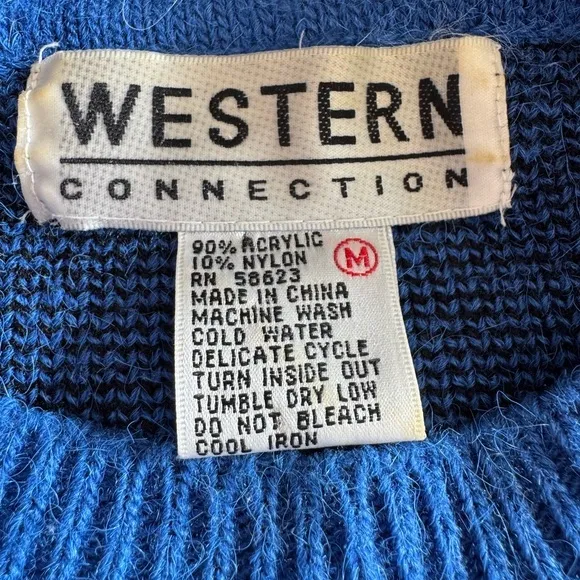 Vintage Western Connection Knit Sweater Boho Cowgirl Floral Statement Medium‎ - Image 2