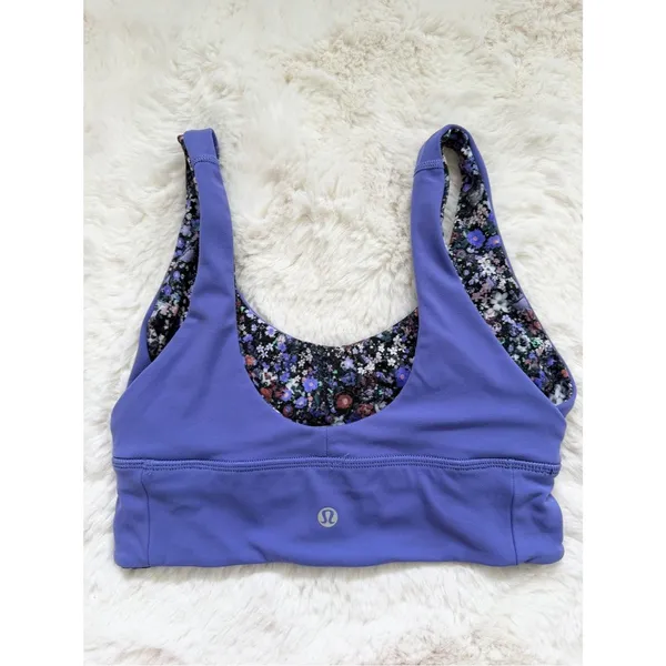 Lululemon Floral Scoop Neck Reversible Sports Bra 4 - Purple - Image 3
