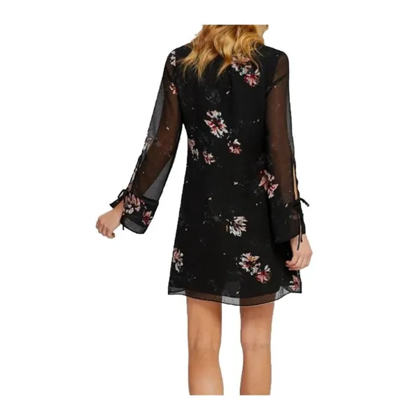 Gentle Fawn Tatiana Dress Long Sleeve‎ V Neck Tie Cuff Black Sheer Large NWT - Image 2