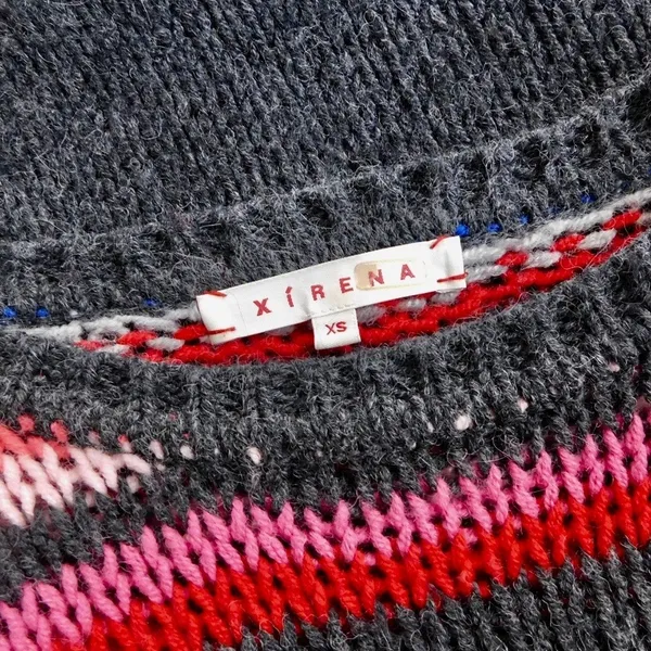 XIRENA Teton Aprés Ski Sweater Alpaca Gray Colorful Stripes Sporty Apres X-Small - Image 11