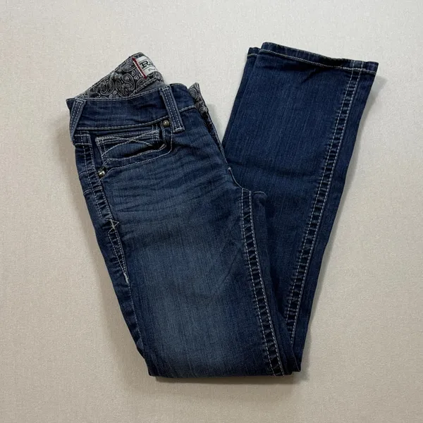 Ariat Indigo Straight Leg Jeans with Embroidered Back Pockets - Image 9