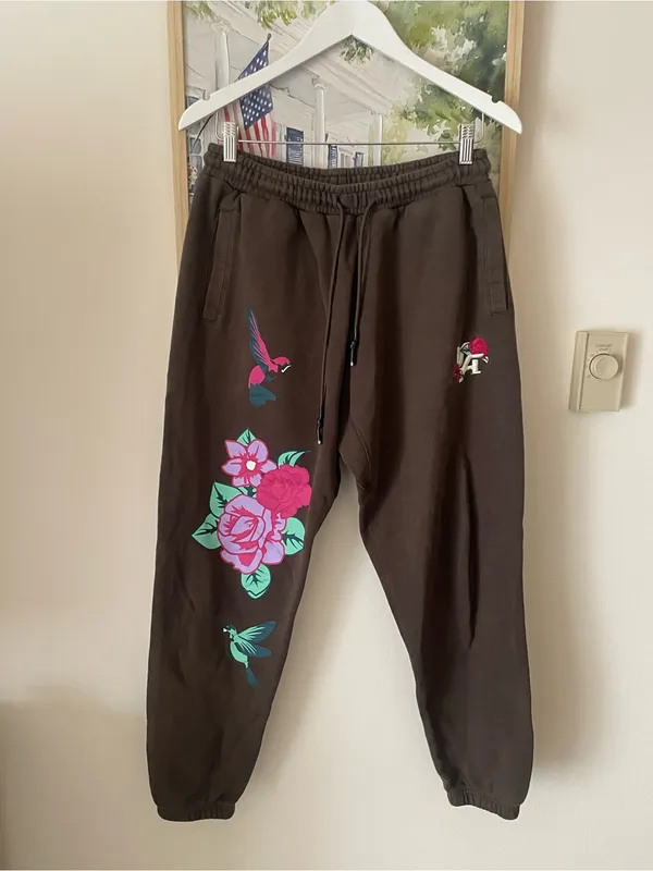 YOUNGLA 203 Zen Joggers Brown Wash Floral Hummingbird XL - Image 2