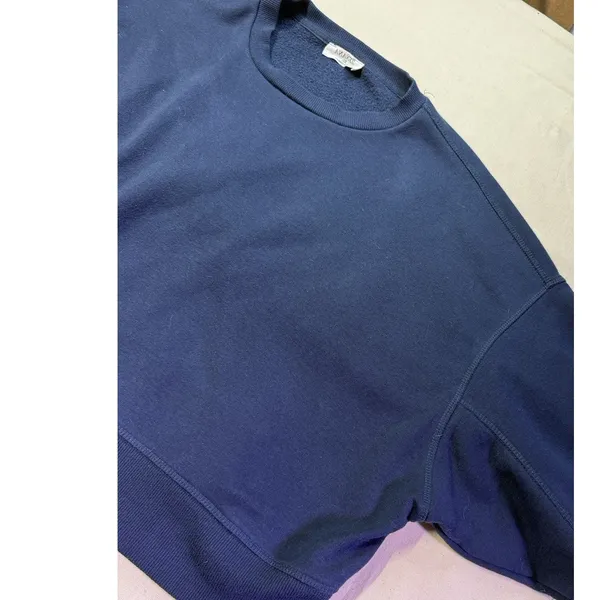Zenana Navy Blue Oversized Crop Crewneck Sweater XL D46 - Image 2