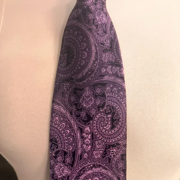 Burma Bibas Silk Mens Tie Purple Paisley Necktie Designer Classic Office - Image 6