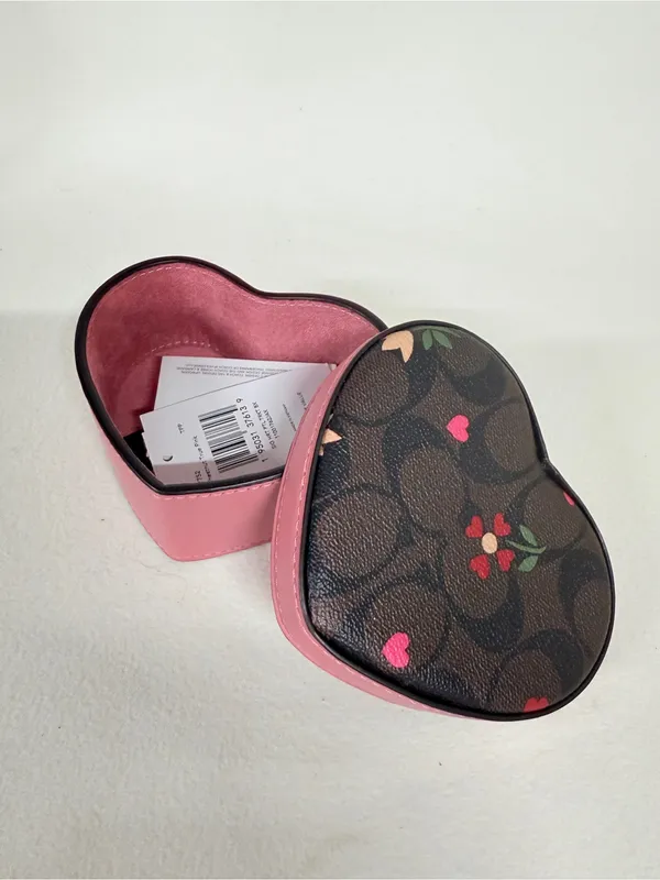 Coach Heart Trinket Box In Signature Canvas With Heart Petal Print c7752 - Image 4