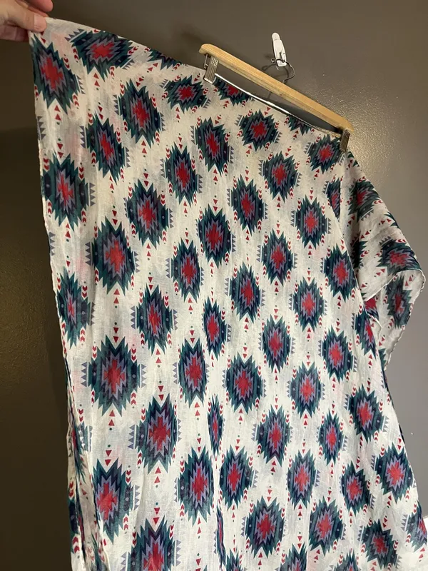 Aztec Southwestern Scarf Womens One Size Red Teal Geometric Lightweight Shawl - Image 4