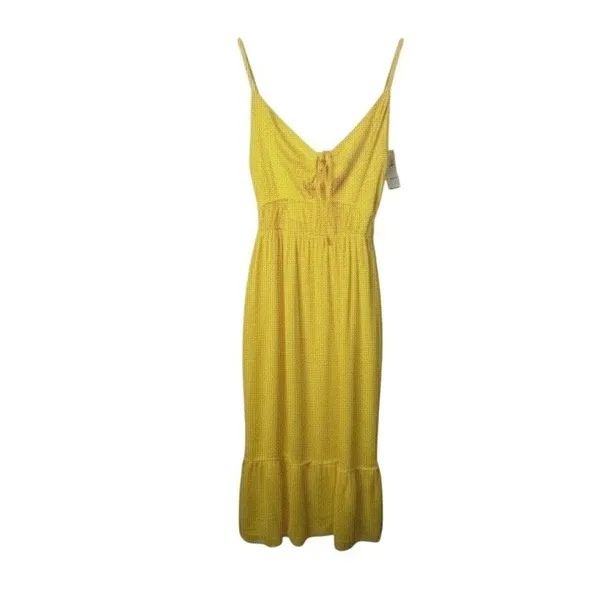 Jolie & Joy Midi Dress Womens 1X‎ Yellow Smocked Waist Ruffle Hem Boho Summer - Image 2